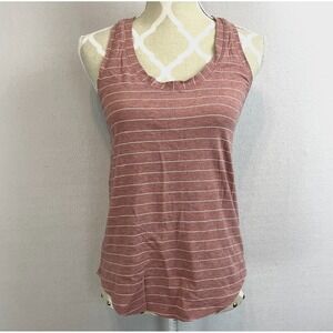 LULULEMON Love Tank Top Size 6 Heathered Spiced Chai White Stripe‎ Pima Cotton